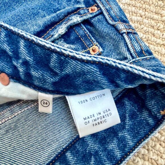 EUC GRLFRND Eva Distressed Denim Mini Skirt Walk This Way High Size 26 REVOLVE - Picture 11 of 15